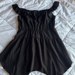 wild fable Black Ruffle Off-Shoulder Mini Dress